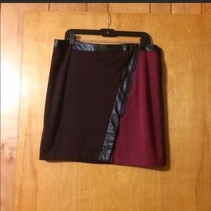 Leather/Zipper purple & magenta sexy skirt, sz 14